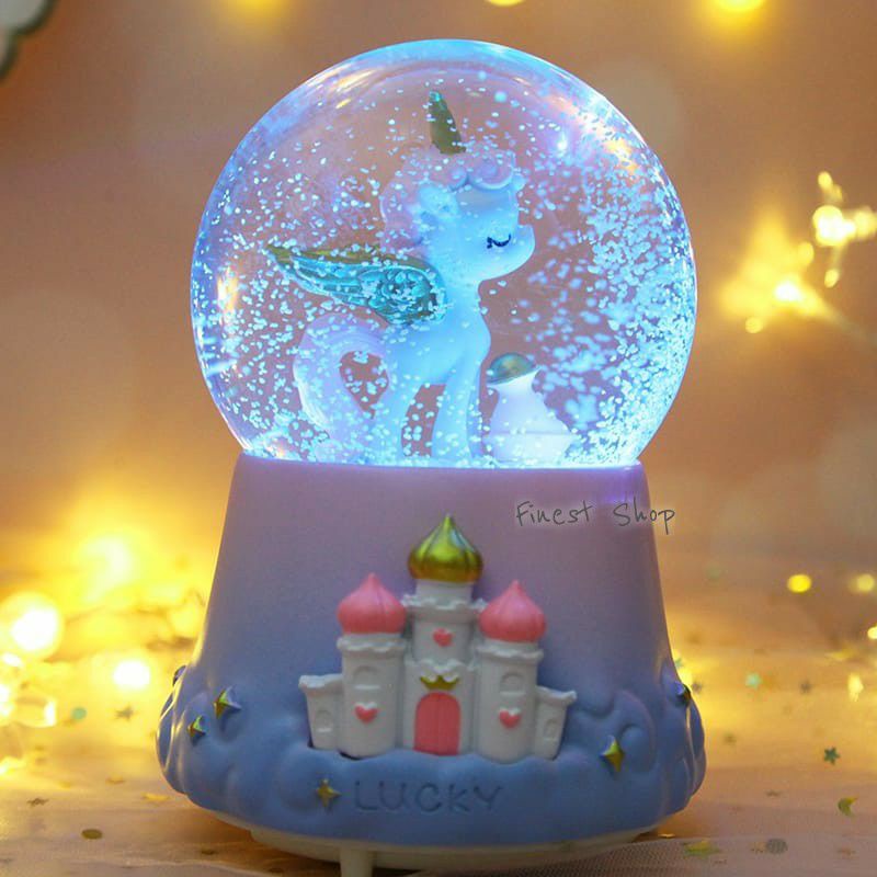 Kotak Musik UNICORN Snowball Star Moon Rainbow Pajangan Little Pony Pelangi Bola Kristal Salju Waterball Kado Anak Hadiah Sweet Seventeen Souvenir Valentine Hampers Ultah