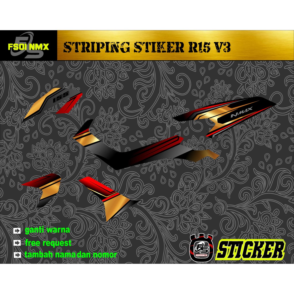 striping stiker variasi nmax 155 old gold