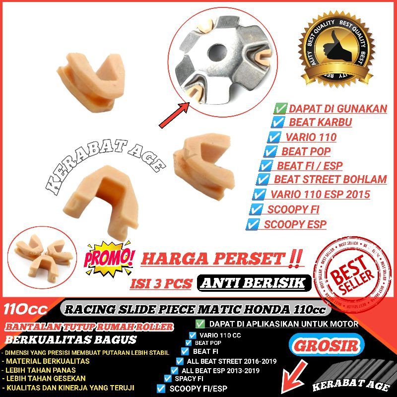 Slider slide piece klip rumah roller Awet Beat Vario 110 Bantalan Rumah Roller putih