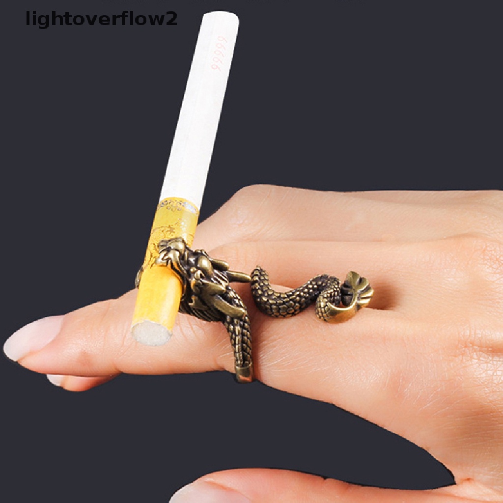 (lightoverflow2) Cincin Holder Rokok Adjustable Desain Naga Gaya Retro