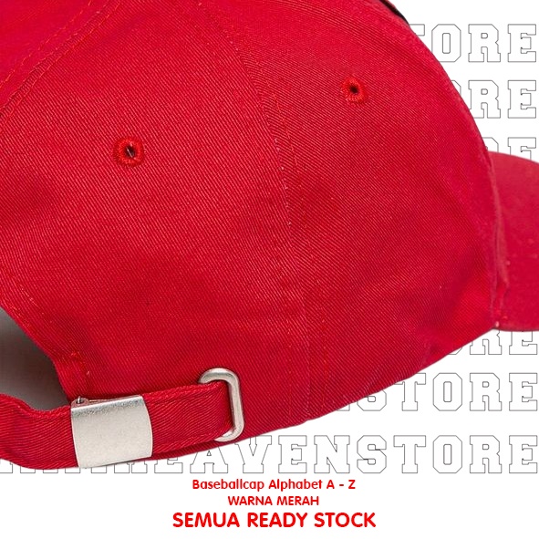 Topi Baseballcap Warna Merah Abjad Huruf Teks Alphabet A B C D E F G H I J K L M N O P Q R T U V W X