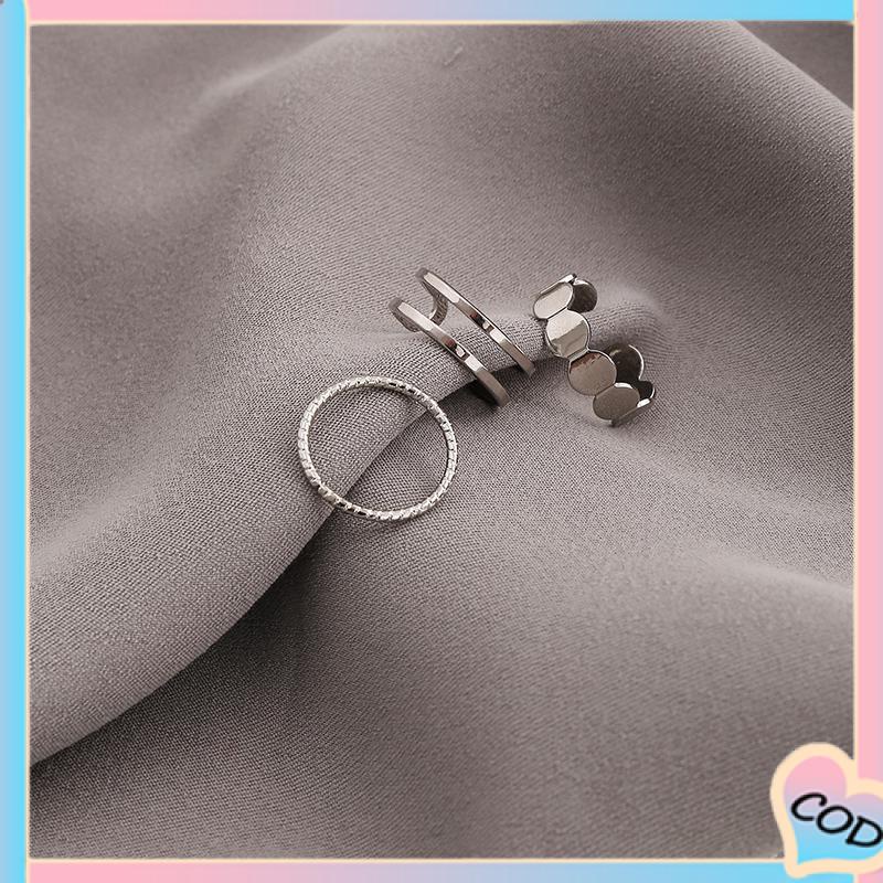 COD❤️3 Set Cincin Jari Gaya Korea Fashion Vintage Geometris cincin Untuk Wanita-A.one