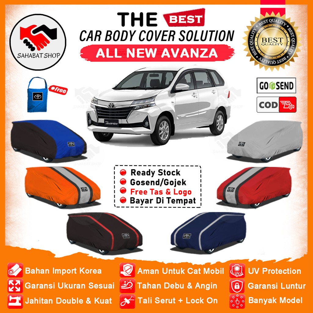 Sahabat Body Cover Mobil Avanza / Sarung Penutup Toyota All New Avanza Outdoor / Tutup Mantel Selimut Pelindung Jas Mantol Kerodong Kelambu Pembungkus Kerudung Terpal Bungkus Tutupan Mobil Avansa Waterproof Anti Air Model Orange