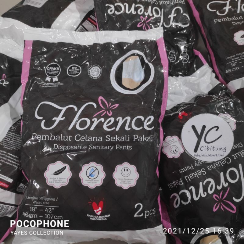 COD Pembalut Celana Popok Dewasa Sekali Pakai isi 2 PCS Florence disposable sanitary Pants 48cm - 107 cm Lembut nyaman pencegah bocor for daily use