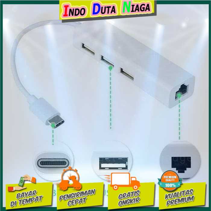 IDN TECH - USB Type-C Lan Adapter with 3 Port USB Hub