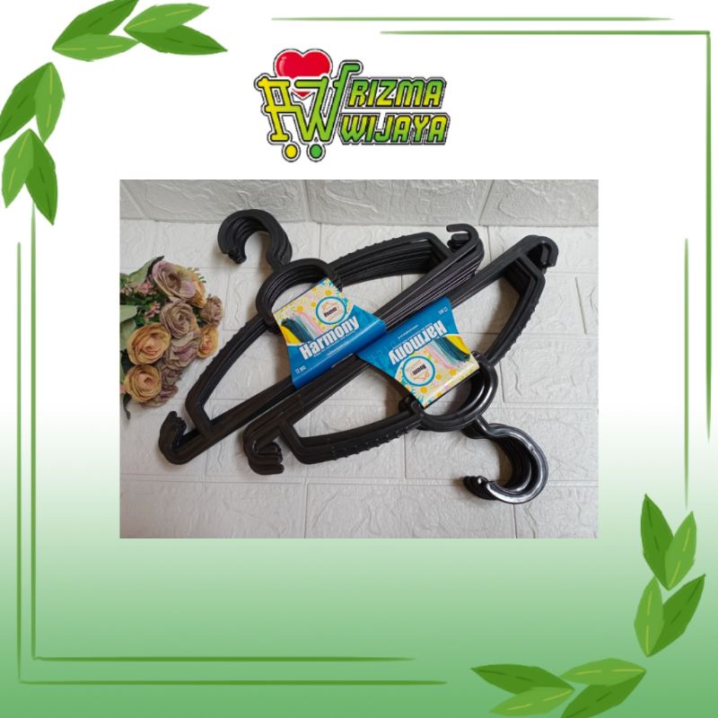 GANTUNGAN BAJU PLASTIK HARMONY HITAM / GANTUNGAN