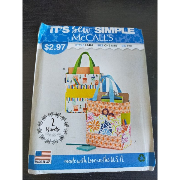 Pola Jahit Tas McCall's L9469