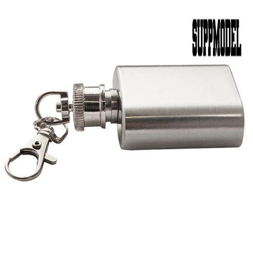 Gantungan Kunci Botol Wine Wiski Liquor Hip Flask Mini 1oz Bahan Stainless Steel