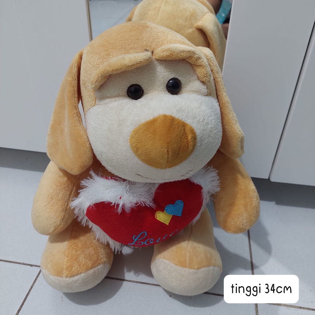 34cm preloved boneka doggy anjing love hati valentine lucu murah besar