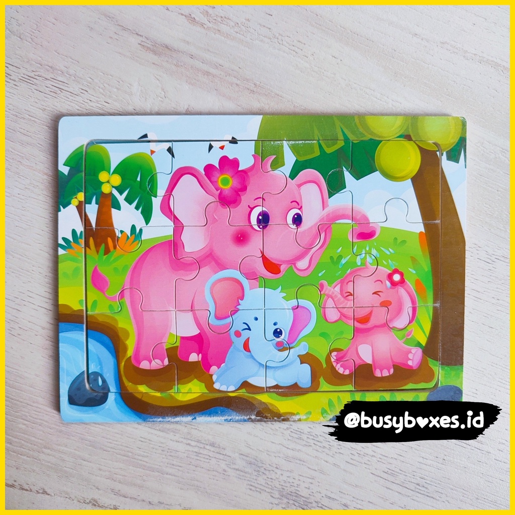 [busyboxes.id] Mainan Edukasi Puzzle 12 keping wooden toys gajah