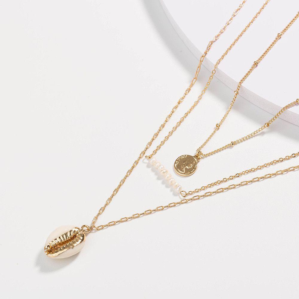 Preva Multilayer Kalung Wanita Bohemian Golden Crystal Choker