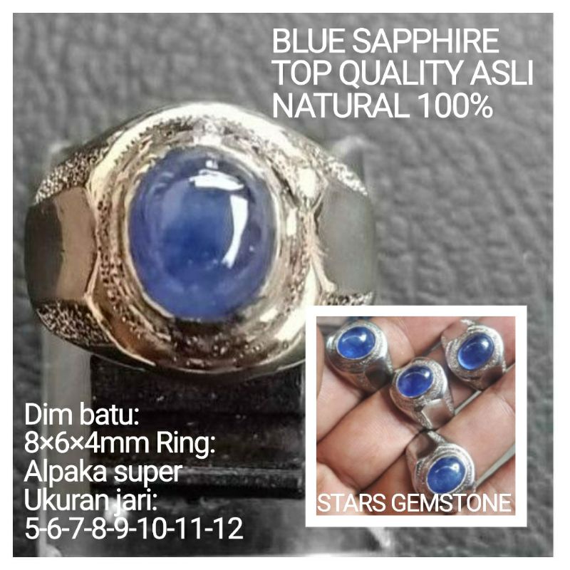 CINCIN BATU BLUE SAPPHIRE TOP QUALITY ASLI NATURAL 100%