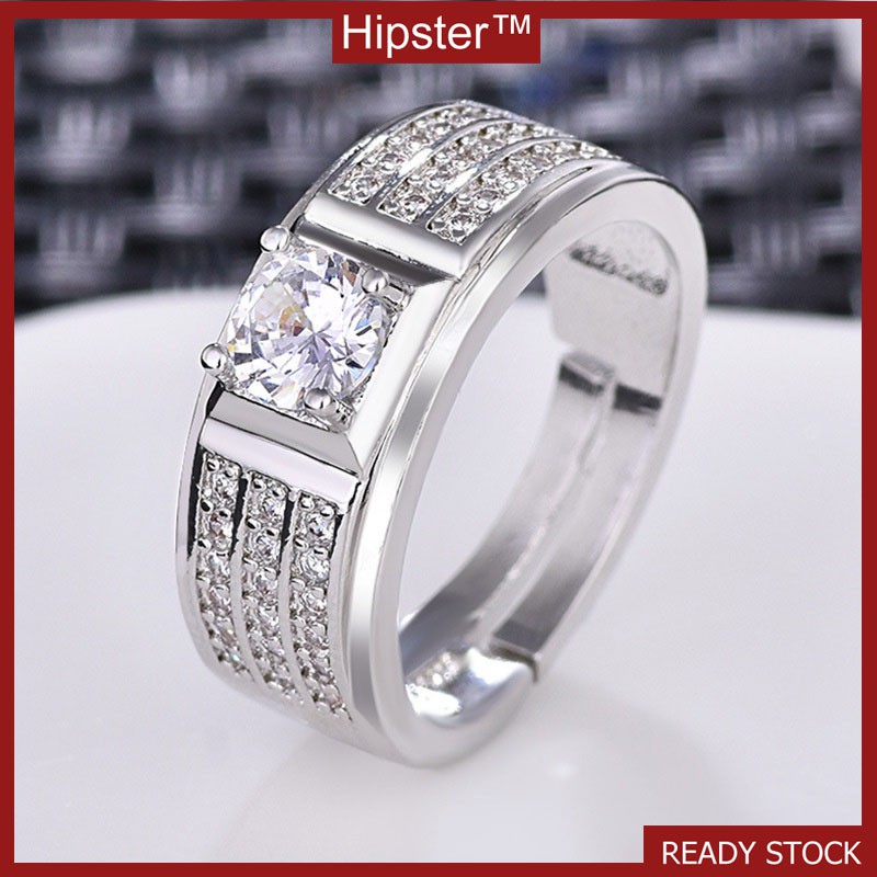 Popular Domineering Geometric Diamond Adjustable Ring