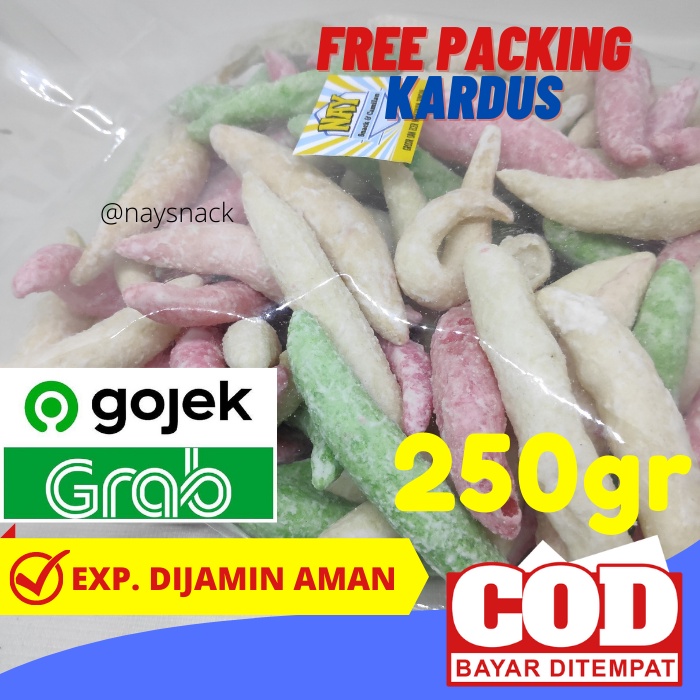 

Cemilan Kiloan Kue Gabus Warna Manis Isi Bersih 250 Gram
