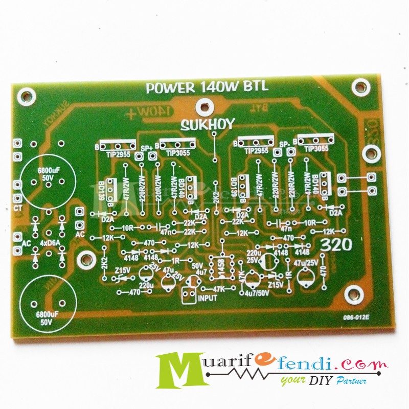 PCB Power Amplifier BTL 140Watt plus Power supply SUKHOY 320