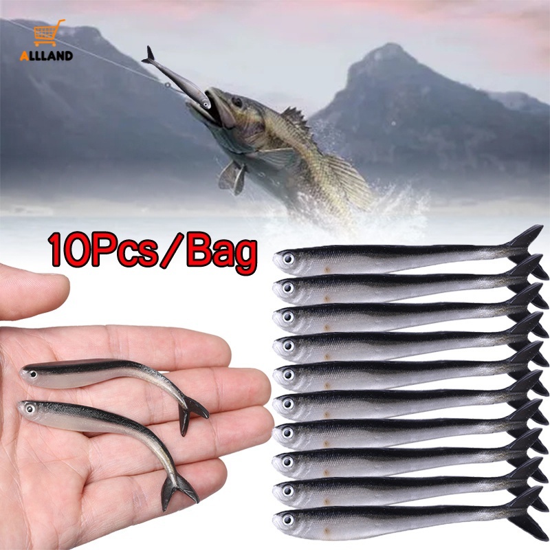 10 Pcs Umpan Pancing Soft Bait Bentuk Ikan Dua Warna