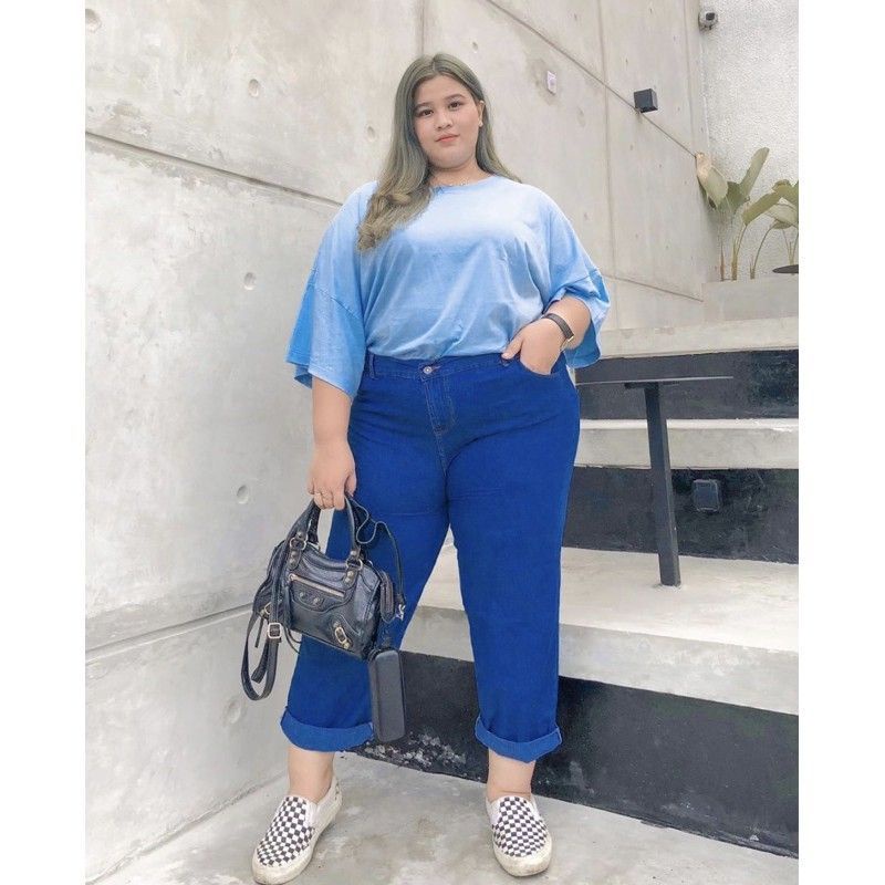 Boyfriend Jeans Jumbo Wanita Premium BF Polos Terbaru