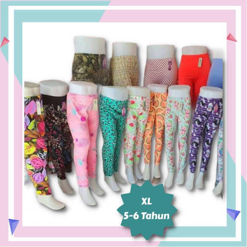 Celana Legging Anak Usia 5-6 Tahun//Bahan Nyaman//Pilih Motif Atau Polos