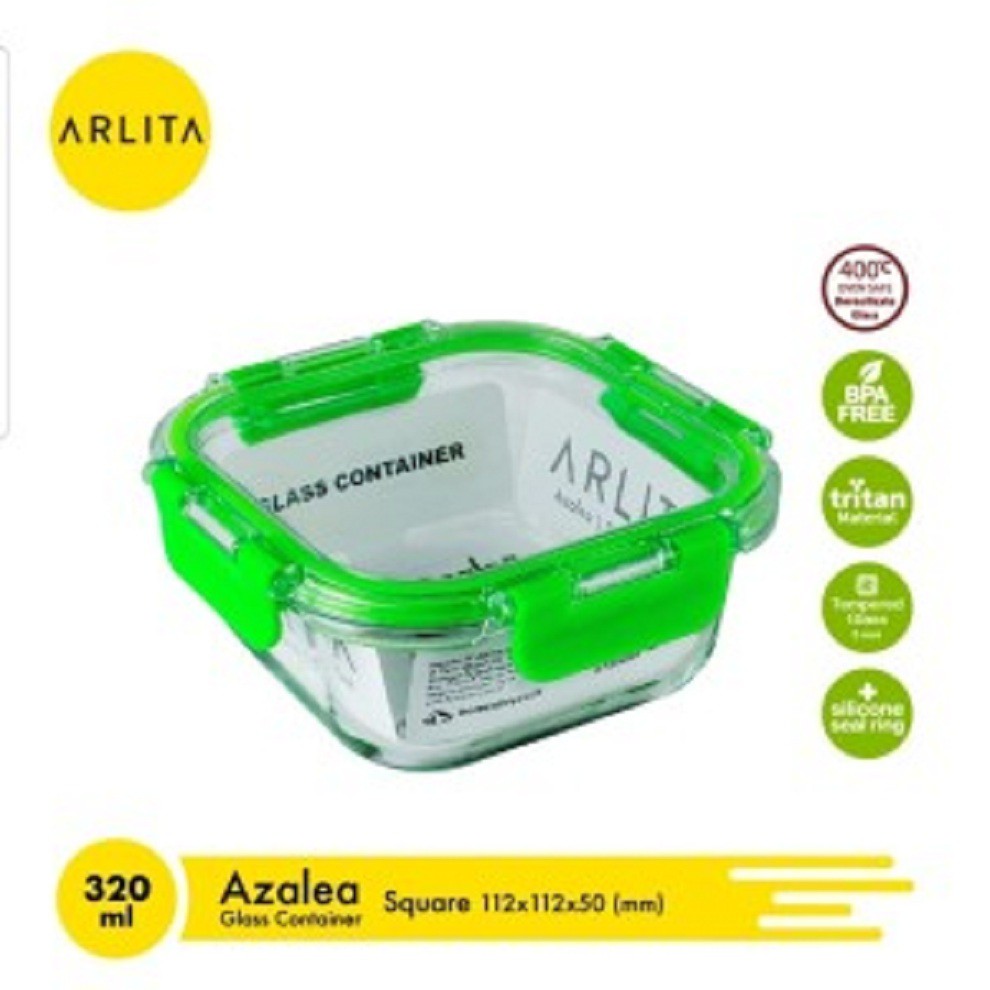 terlaris produk  ARLITA AZALEA SQUARE GREEN Glass Container 320 ML - BY KIRIN   bisa di pesan ya