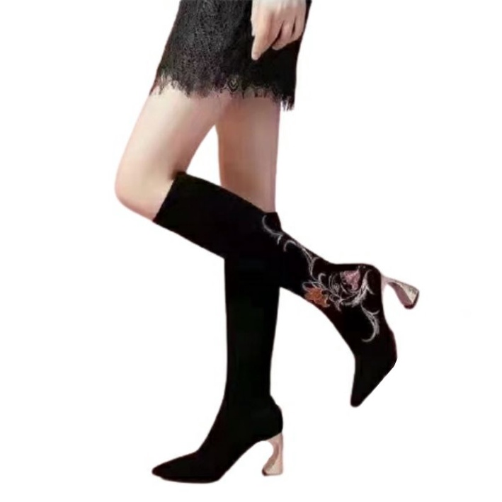 Diskon (ATM) BOOTS SELUTUT B12 IMPORT PAINTED FLOWER HEELED BOOT WANITA ALA KOREA PREMIUM Terkini