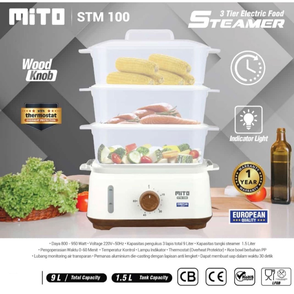 Mito Electric Food Steamer STM 100 / STM100 Pengukus Makanan