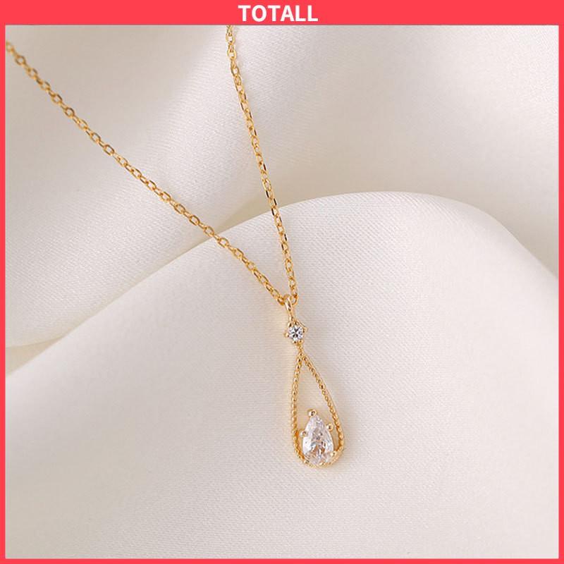 COD Fashion Indah Water Drop Zircon Kalung Wanita Sederhana Temperamen Rantai Klavikula-Totall