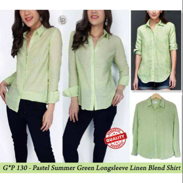 Kemeja Wanita Murah Gap Linen Shirt Green