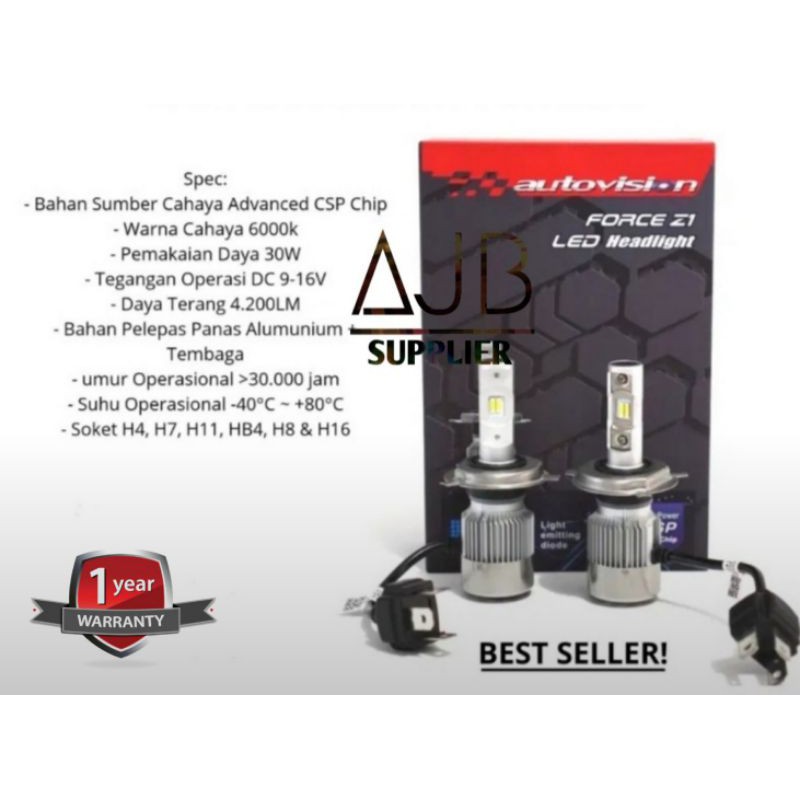 LED H4 Autovision Force Z1 Gen 2 Cocok Untuk Semua Mobil di Indonesia Dengan Tipe Lampu H4