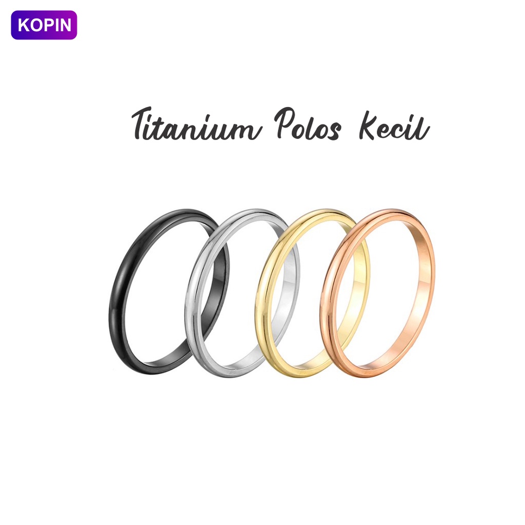 Cincin Hitam Polos Kecil Wanita Pria Titanium