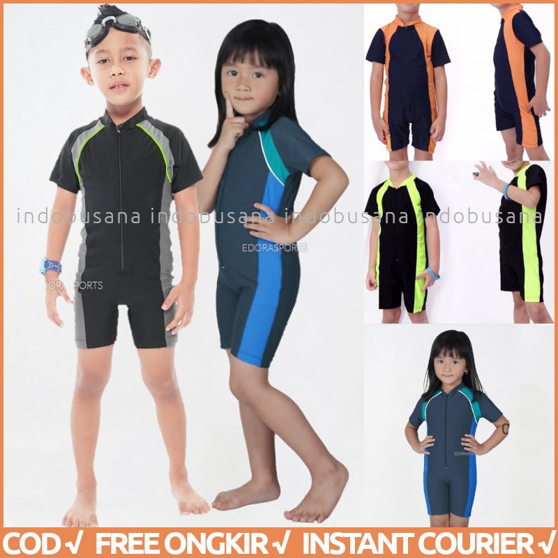 EDORA Baju Renang Anak UNISEX CEWE COWO Usia TK Lengan Pendek DV AK ORIGINAL