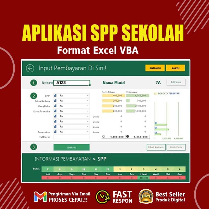 Aplikasi Excel Pembayaran SPP sekolah