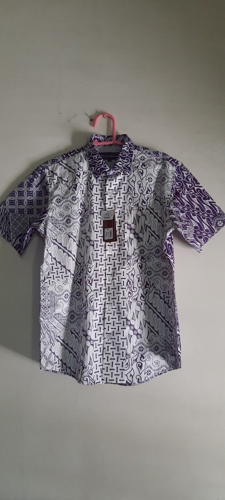 Pradawita Batik Kemeja Slim Fit Dwiwarna 1d-ungu
