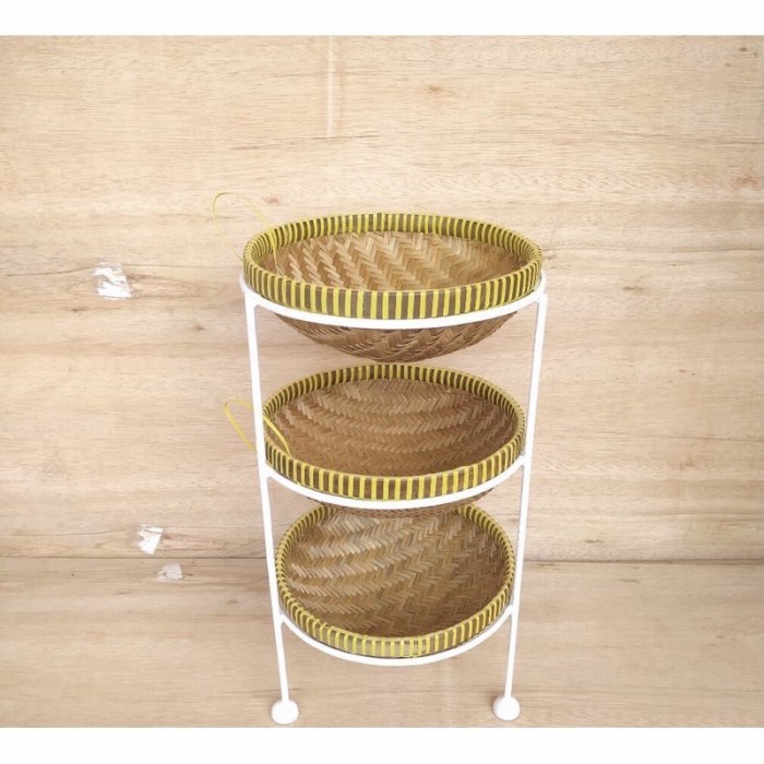 Rak Bumbu Dapur 3 Susun Anyaman Bambu