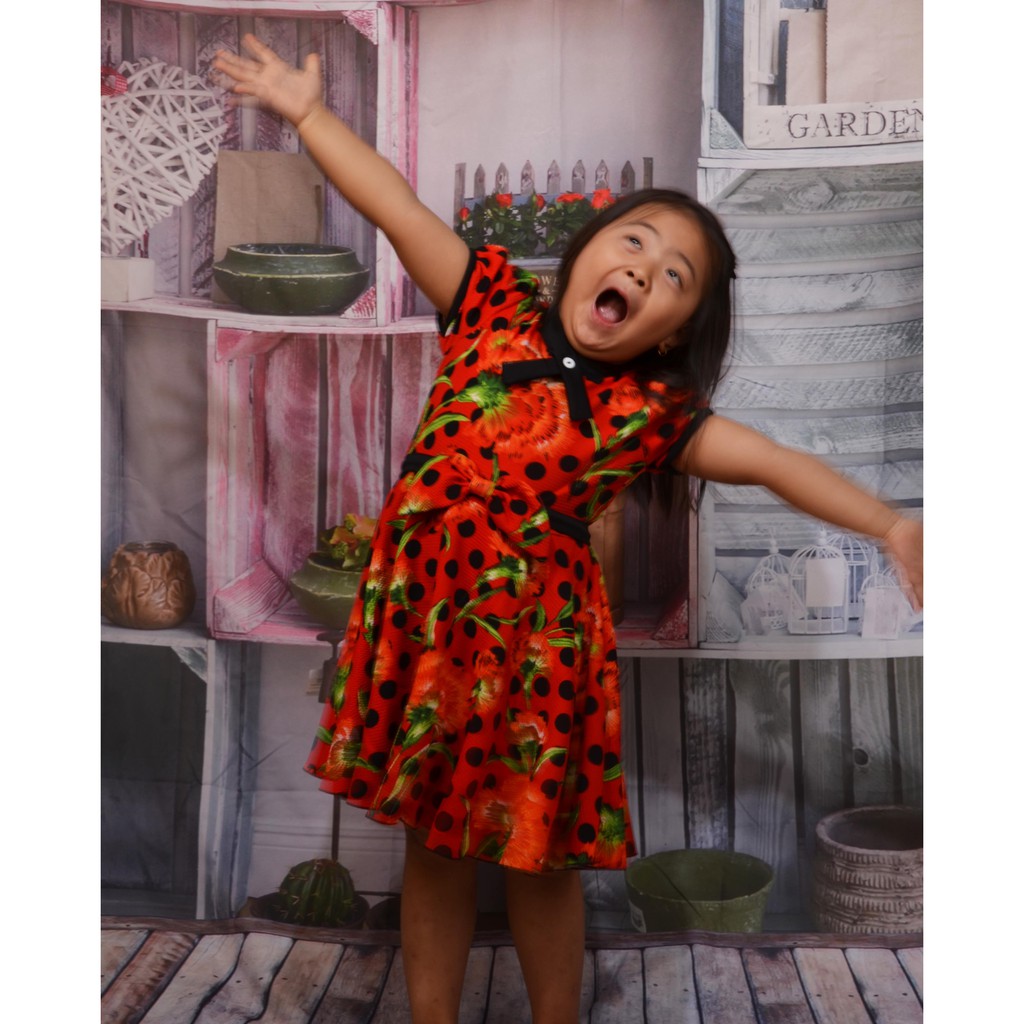 Dress Casual Anak Perempuan Waffel Printing Premium Import