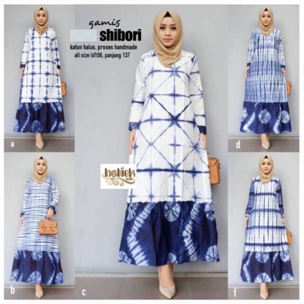 Gamis Shibori Batik Umbrella Tiedye Jumputan Handmade Muslim Long Maxi Gamis Seragaman Tie Dye