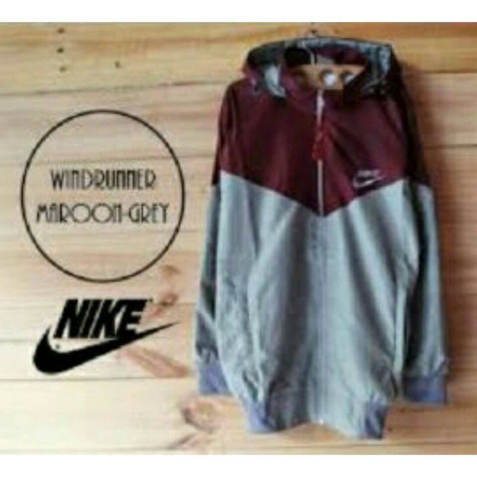 jaket nike parasut maroon abu