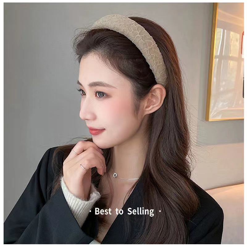 (Hello Girl)B16 Bando Korea Bandana Lebar Anti Slip Wanita Import