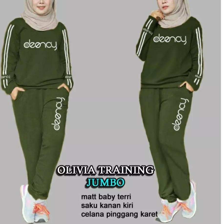 ◊ MAR(L-XL-XXL-3XL) OLIVIA Pakaian SET Wanita Training Baju kaos Celana Setelan Olahraga Jumbo terba