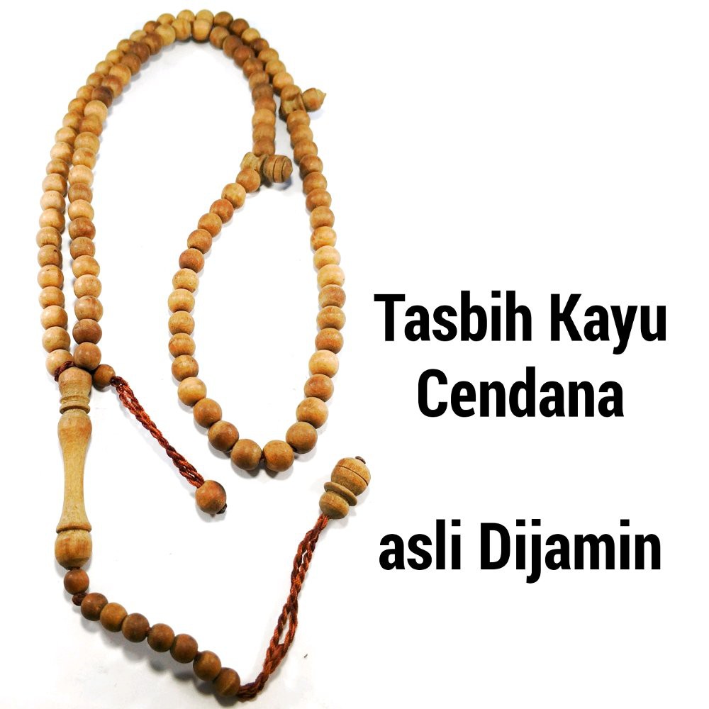 TASBIH KAYU ASLI CENDANA SIZE BUTIR 8MM MODEL BULAT 99BUTIR DIJAMIN ASLI