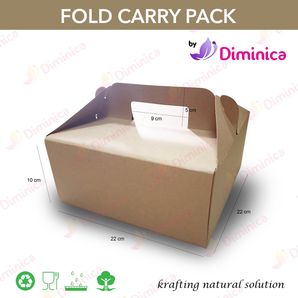 Fold carry pack 22cm/Kardus Hampers 22cm/Kardus Jinjing 22cm/Packaging Cake/Box Makanan