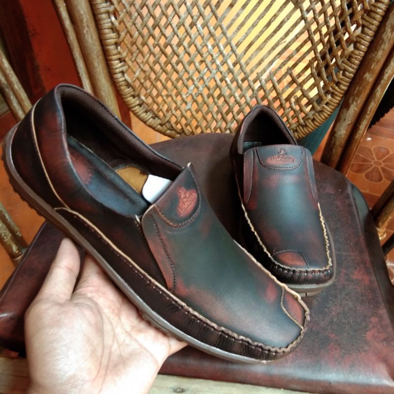 sepatu casual pria kulit asli santai lancas