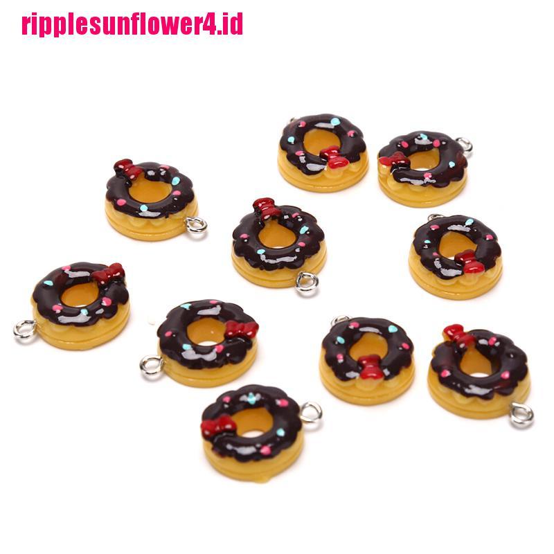 10pcs / set Liontin Bentuk Donat Bahan Resin Untuk Membuat Perhiasan