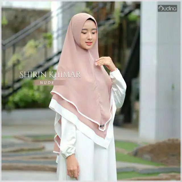 Shirin Khimar Ceruty 2layer ORI Audina/Khimar Audina /Jilbab Audina/Khimar ped antem/Khimar Soft Ped