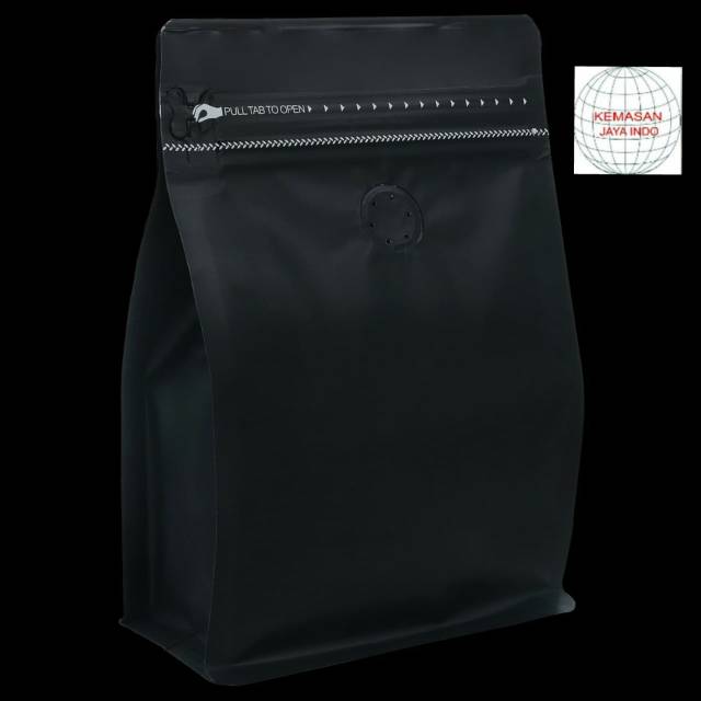Kemasan Kopi Flat Bottom Import Hitam 300ZV Gram