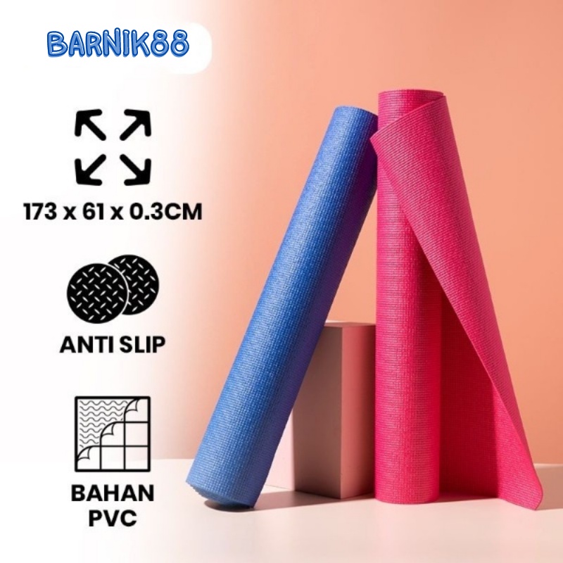 Barnik88 Matras Yoga Anti Slip Tebal Outdorr &amp; Indoor Alas Senam Free Tas Yoga mat Multifungsi