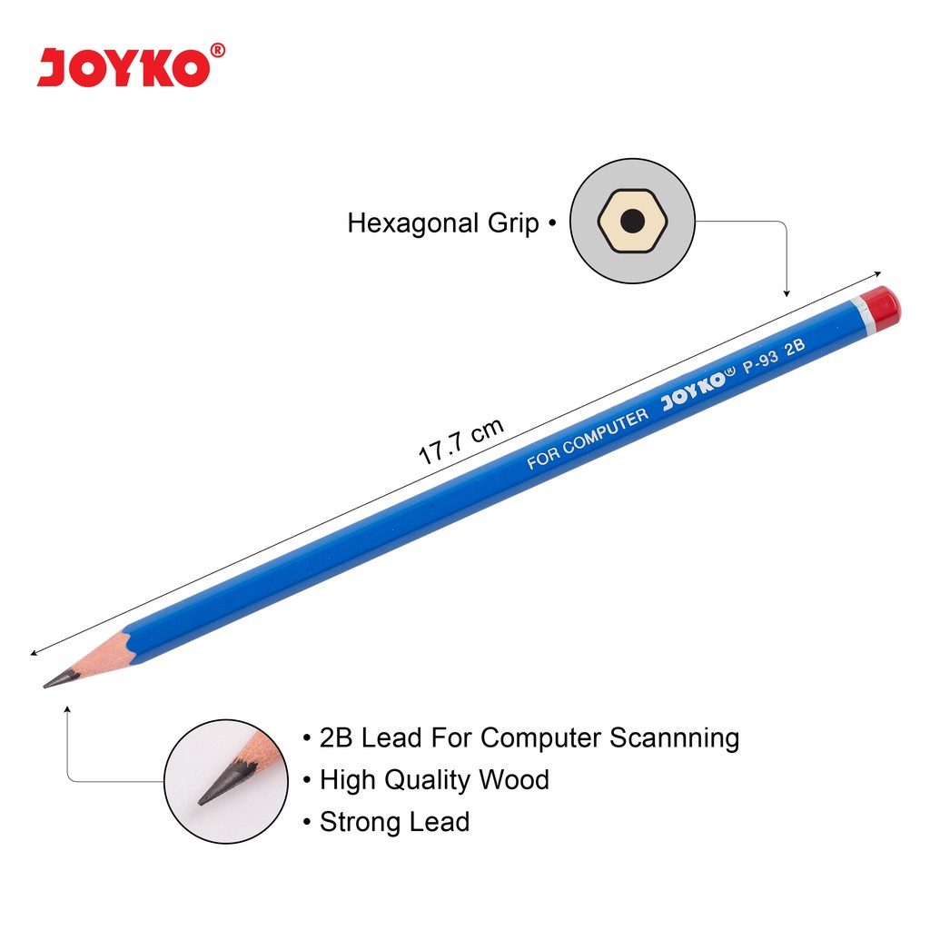 

Pensil 2B Joyko P-93 [1 Pcs] / Pencil 2B Joyco Tebal / Pinsil 2B / Pengsil 2B / Pingsil 2 B Anak-anak / Alat Tulis Sekolah / Perlengkapan Sekolah / Alat Menggambar Joyko