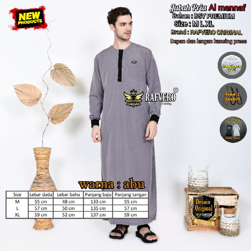 Jubah Pria - Jubah Pria Al Mannaf ORIGINAL RAFVERO - Jubah Pria Terbaru