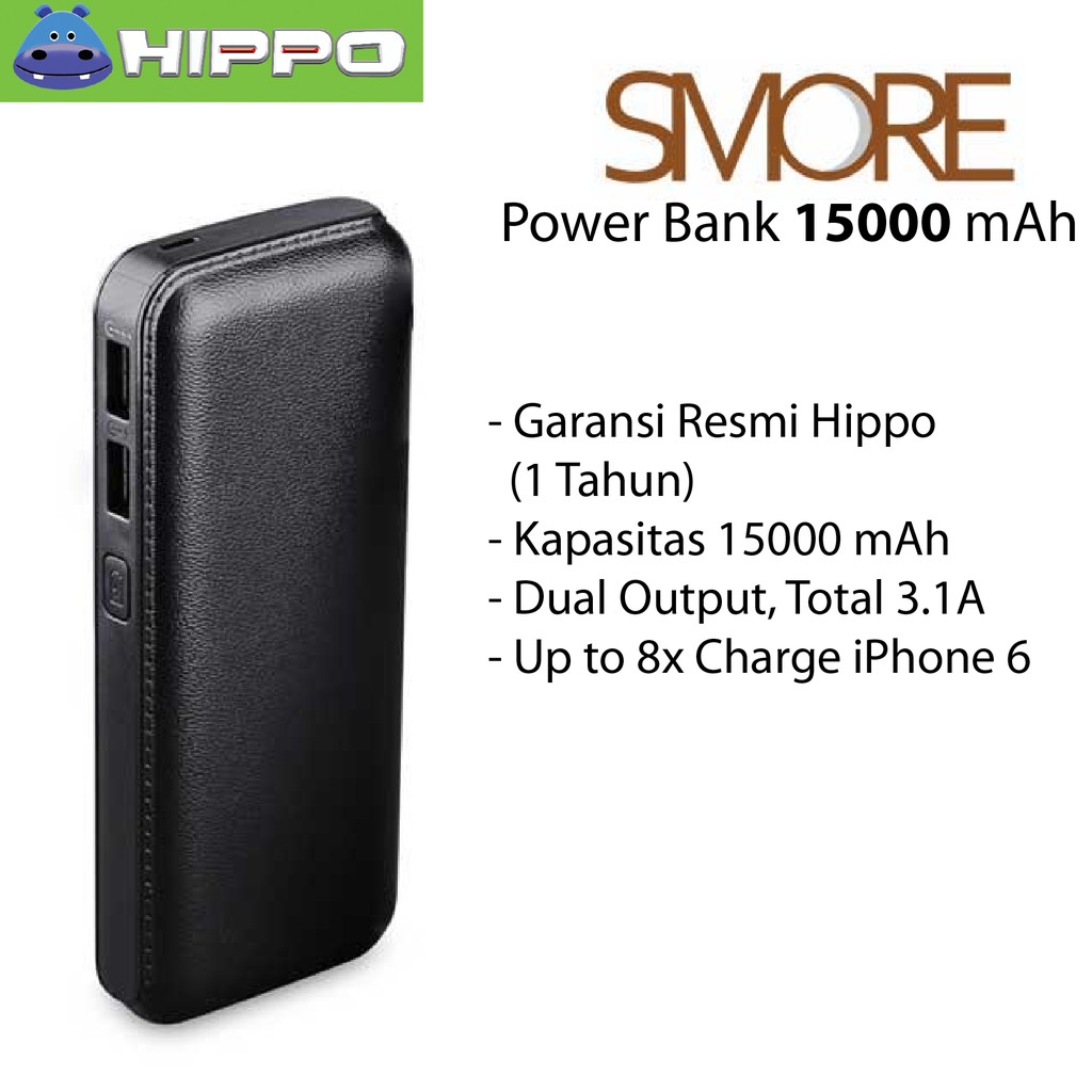 BARU HIPPO POWERBANK SMORE 15000MAH - ORIGINAL POWER BANK 15000 MAH TERMURAH