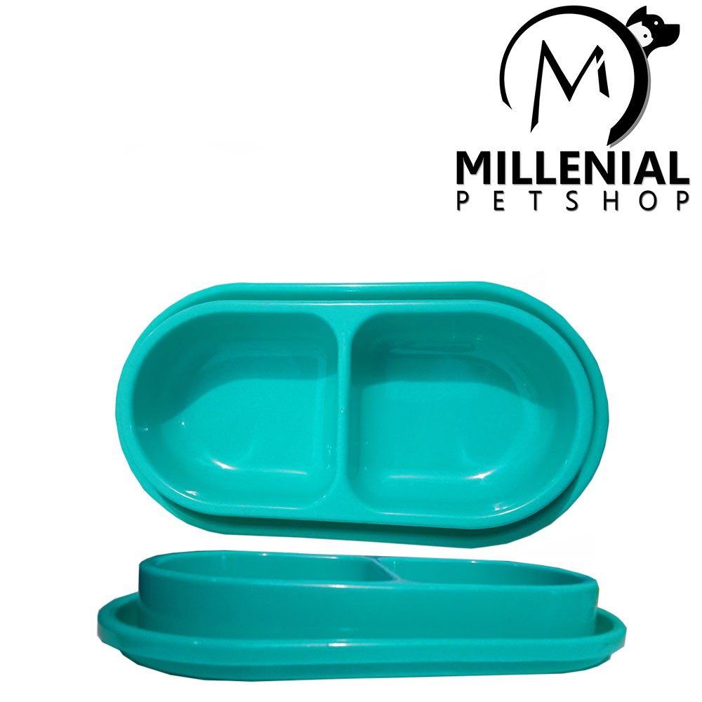 Tempat Makan pakan Plastik Anti Semut kucing anjing Hewan cat dog bowl TM double anti semut