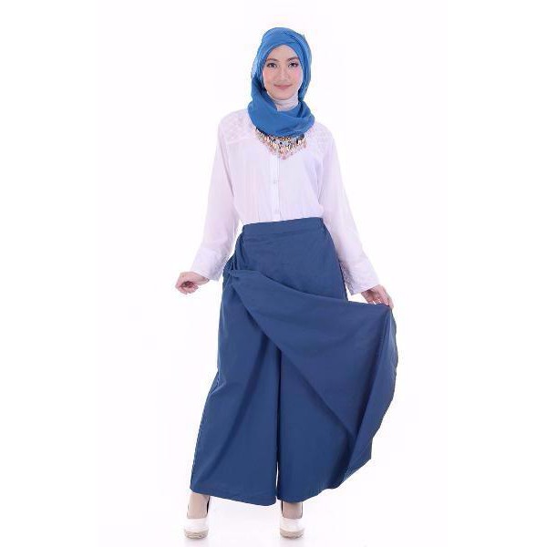 Rok Muslimah Terbaru Nibras NRC 03 Biru Tosca Rok Celana Bawahan Muslimah Modern